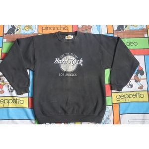 Vintage Hard Rock Los Angeles Crewneck Pullover Sweatshirt Made in USA Black M